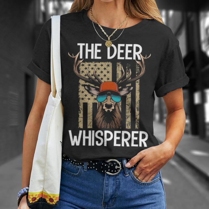 Deer Whisperer Awesome Hunter Usa Flag Buck Hunting T-Shirt Gifts for Her