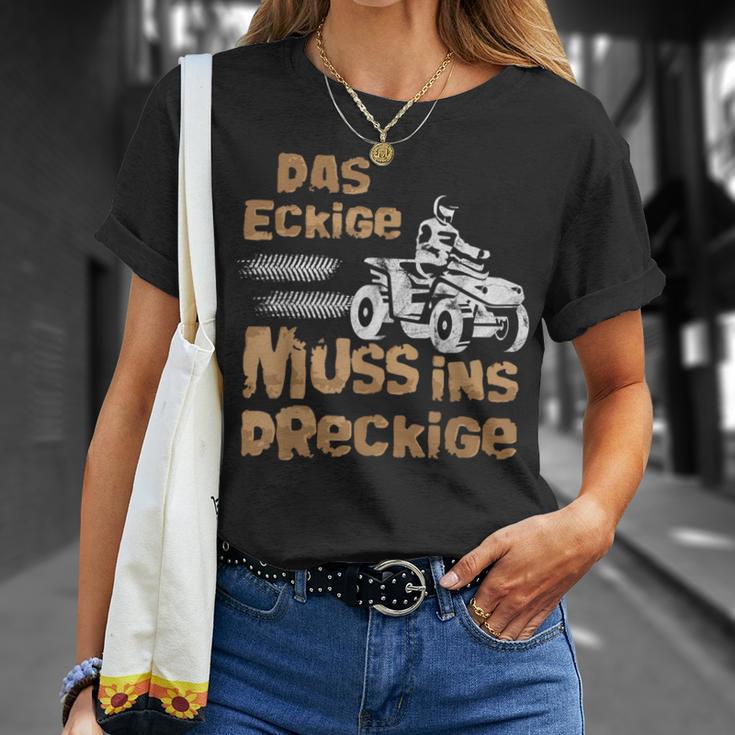 Der Eckige Muss Ins Dirckige Quad German Language T-Shirt Geschenke für Sie