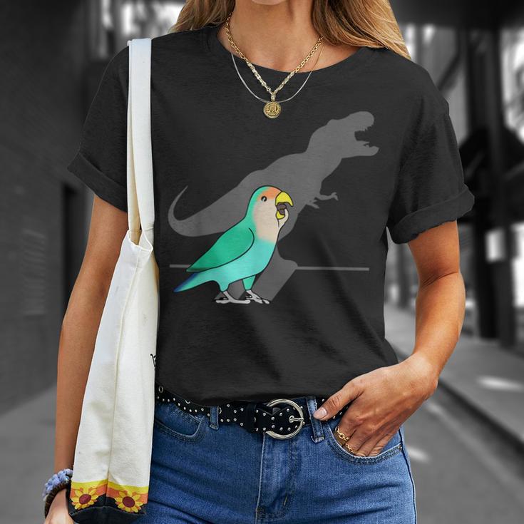 Dinosaur T-Rex Shadow Dutch Blue Peach Faced Lovebird T-Shirt Gifts for Her