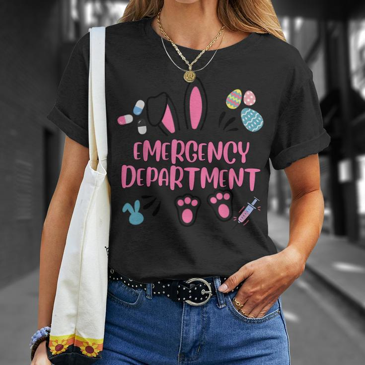Emergency Department Rabbit Bunny Happy Easter Eggs T-Shirt Gifts for Her