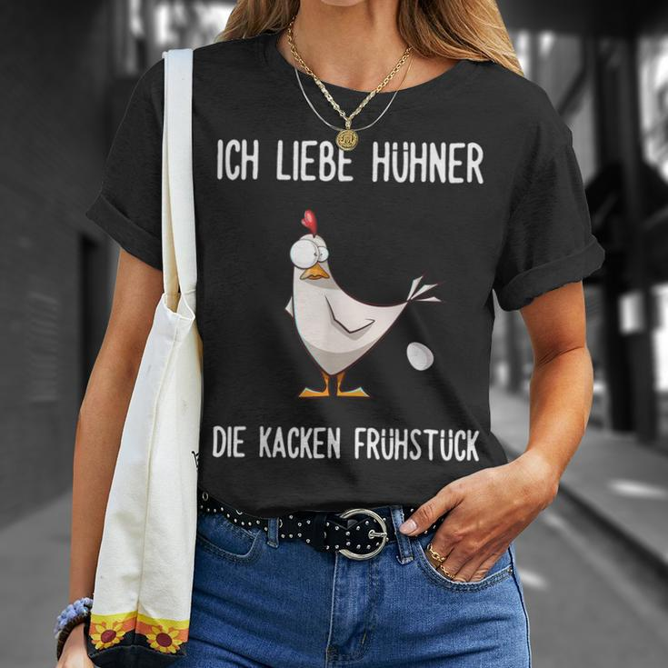 With German Text Ich Liebe Hühner Die Kacken Frühstück T-Shirt Geschenke für Sie