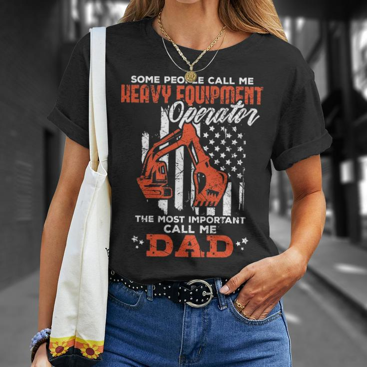 Heavy Equipment Operator Dad Usa Flag Patriotic T-Shirt Gifts for Her