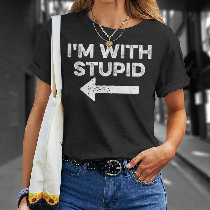 I'm With Stupid And Arrow Pointing Matching Couples T-Shirt Gifts for Her