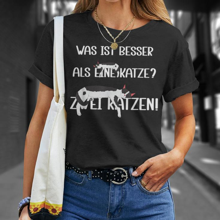 Was Ist Besser Als Eine Katze Zwei Katzen German T-Shirt Geschenke für Sie