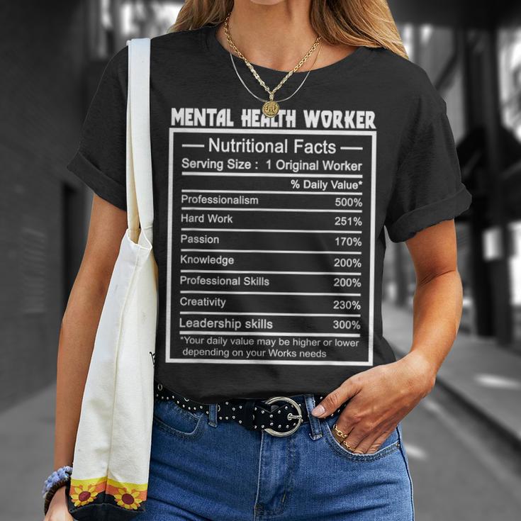 Job Title Worker Nutrition Facts Mental Health Worker T-Shirt Gifts for Her