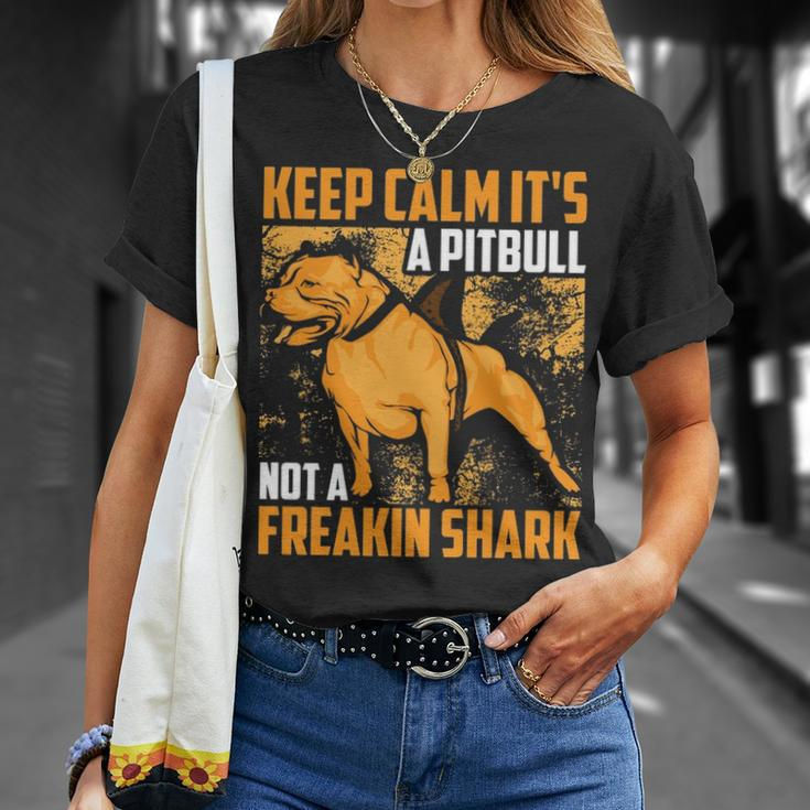 Keep Calm It's A Pitbull Not Freakin Shark T-Shirt Gifts for Her
