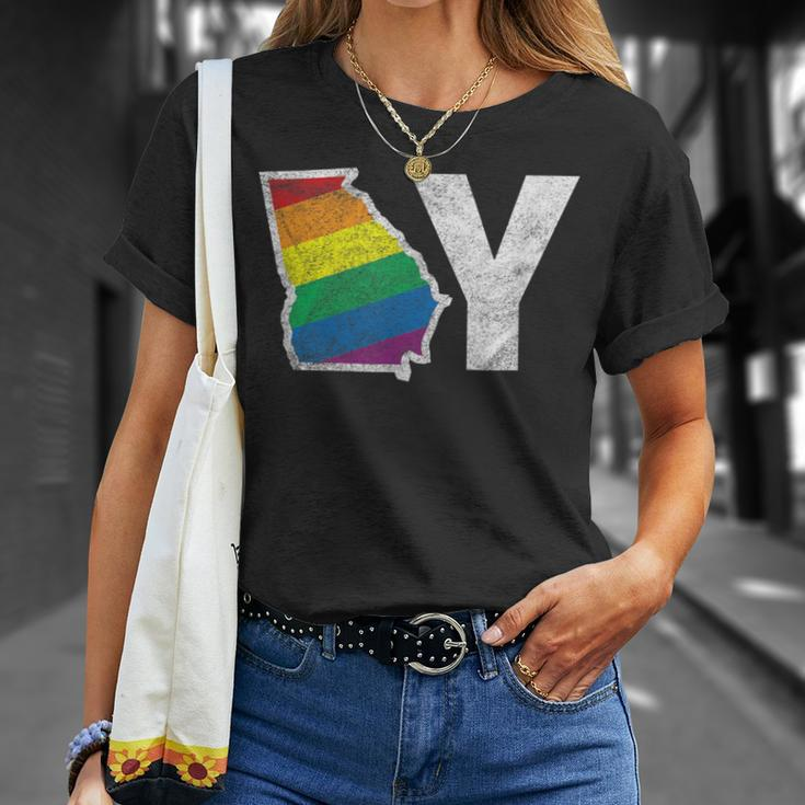 Lgbt Georgia Gay Distressed Rainbow Flag Present T-Shirt Gifts for Her