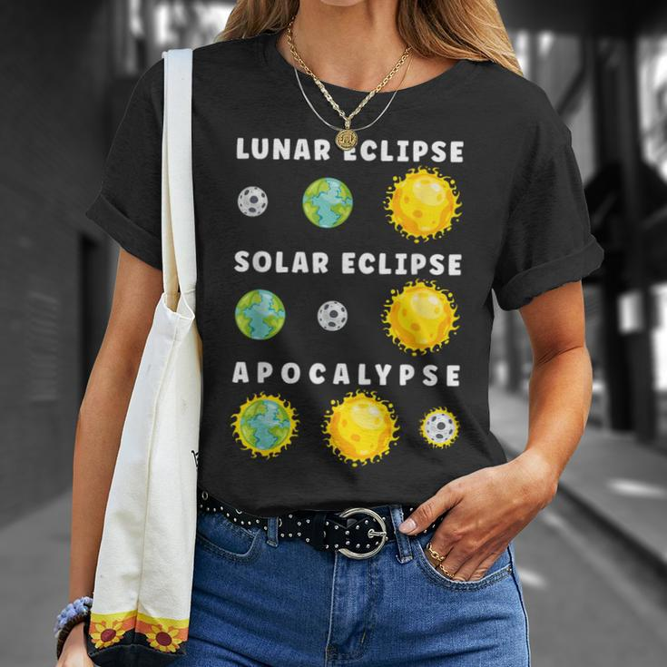 Lunar Solar Eclipse Apocalypse Astronomy Nerd Science T-Shirt Gifts for Her