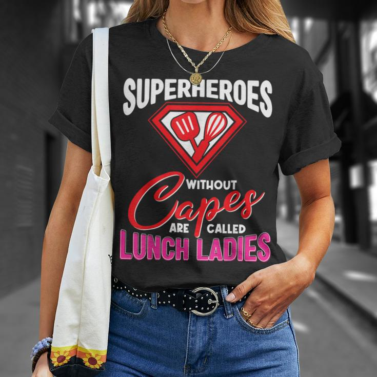Lunch Lady Superheroes Capes Cafeteria Worker Squad T-Shirt Gifts for Her