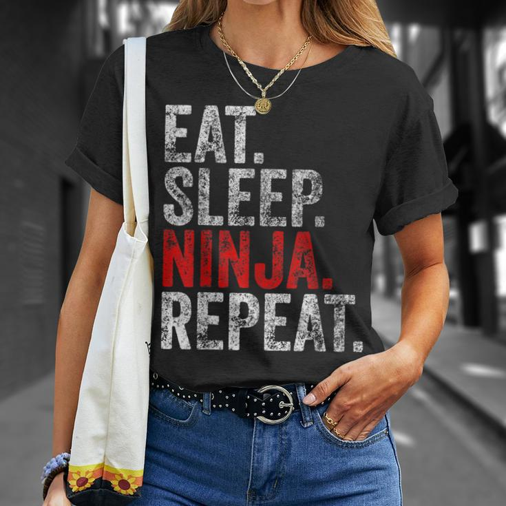 Martial Ninja Costume Eat Sleep Ninja Repeat T-Shirt Gifts for Her