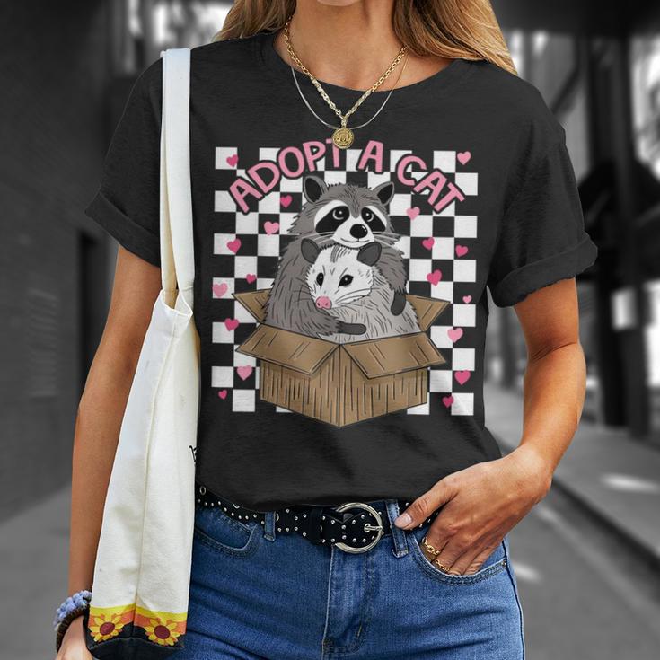 Possum Racoon Adopt A Cat Team Trash Opossums Raccoons T-Shirt Gifts for Her