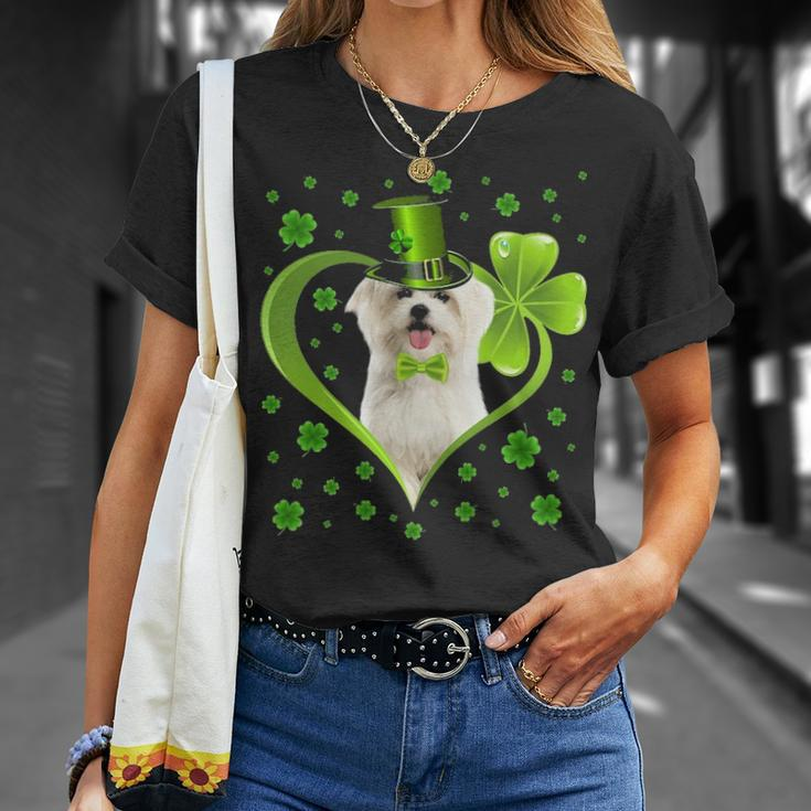 Puppy Shamrock Maltese Dog StPng T-Shirt Gifts for Her