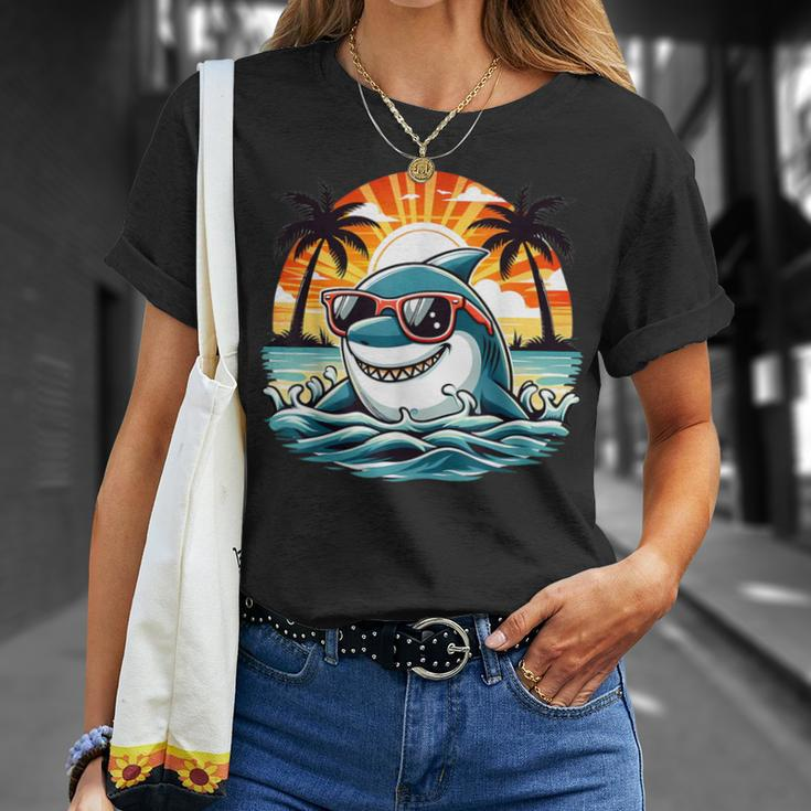 Retro Shark In Sunglasses 70S 80S 90S Cool Ocean Shark T-Shirt Gifts for Her