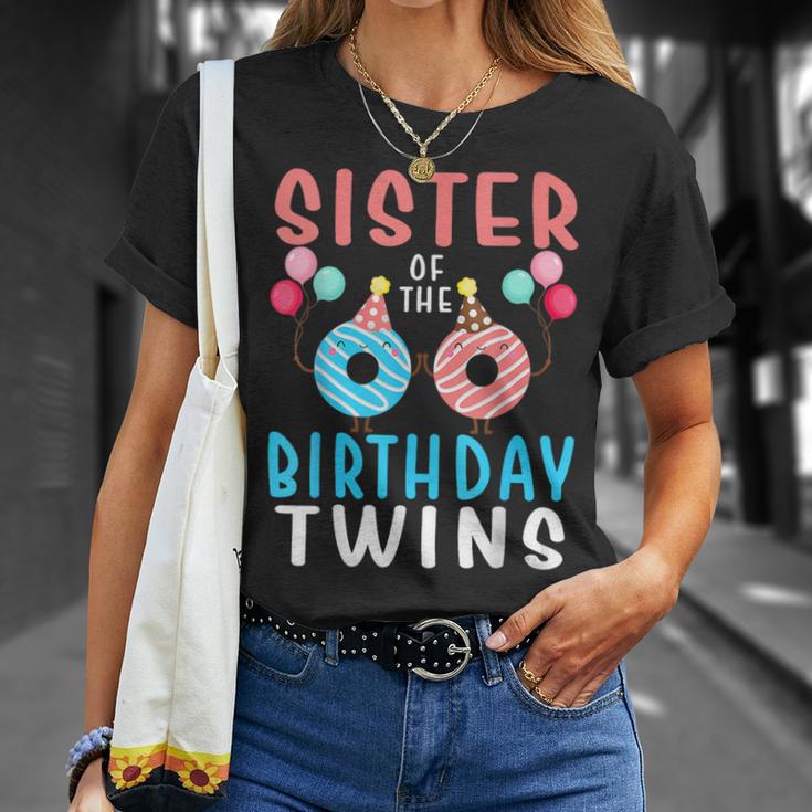 Sister Of The Birthday Twins Donut T-Shirt Gifts for Her