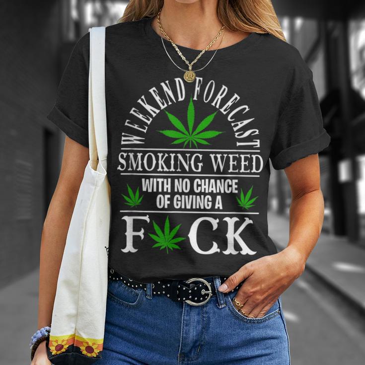 Smoking Weed With No Chance Of Giving A Fuck T-Shirt Gifts for Her