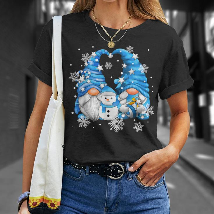 Snowman Gnomies With Snowflakes Cute Winter Gnome T-Shirt Gifts for Her