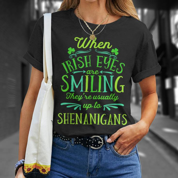 St Patrick's When Irish Eyes Are Smiling Shenanigans T-Shirt Gifts for Her