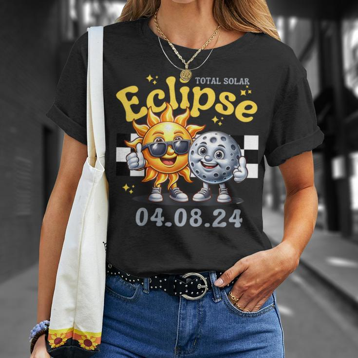Sun With MoonApril 8 2024 Total Solar Eclipse Moon T-Shirt Gifts for Her