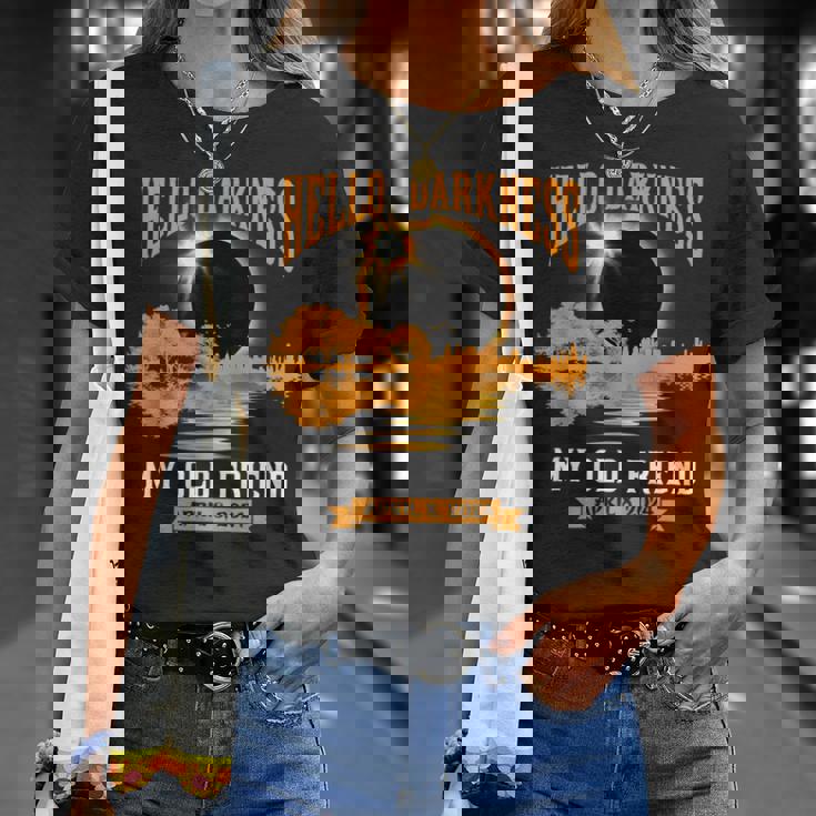 Total Solar Eclipse 2024 Hello Darkness My Old Friend T-Shirt Gifts for Her