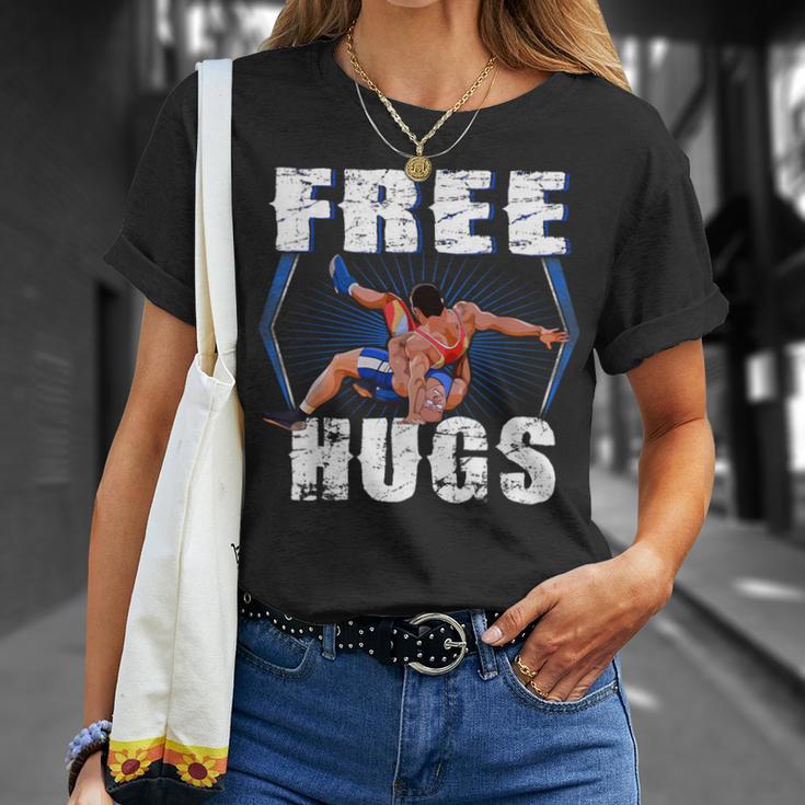 Wrestling Free Hugs Wrestling Vintage T-Shirt Gifts for Her