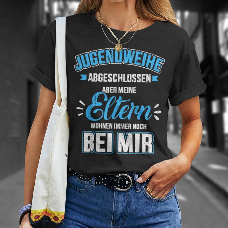 Youth Initiation Saying Eltern Wohnen Bei Mir Für Jungs T-Shirt Geschenke für Sie