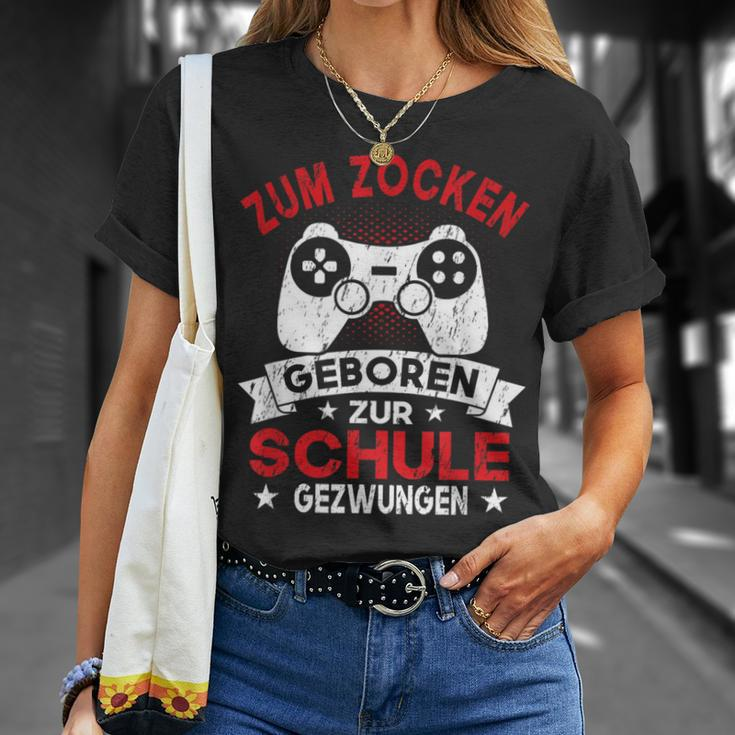 Gamer Zocker Games Zum Zocken Geboren Zur Schul T-Shirt Geschenke für Sie