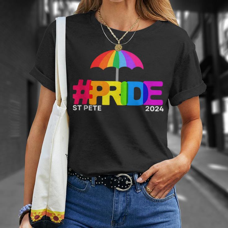 Gay Pride St Pete Florida 2024 Rainbow Flag Lgbtqia Ally T-Shirt Gifts for Her