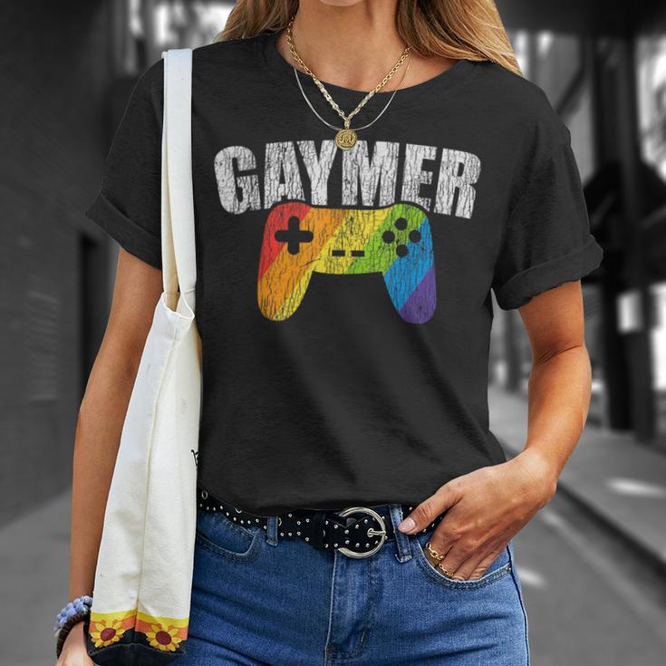 Gaymer Rainbow Flag Gaming Lesbian Gay Bisexual Pride Lgbtq T-Shirt Gifts for Her