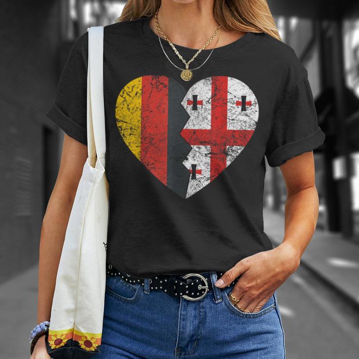 Georgische Deutsche Flagge Herz Deutschland Georgien Flagge Wurzeln T-Shirt Geschenke für Sie