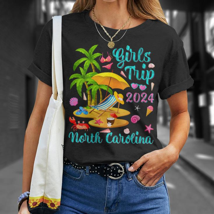 Girls Trip 2024 Palm Tree Sunset North Carolina Beach T-Shirt Gifts for Her