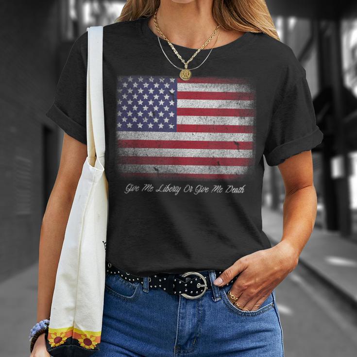 Give Me Liberty Or Give Me Death American Flag Usa T-Shirt Gifts for Her