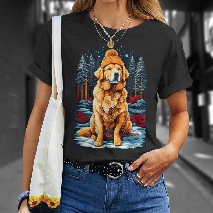 Golden Retriever In Winter Hat Happy Golden Retriever T-Shirt Geschenke für Sie