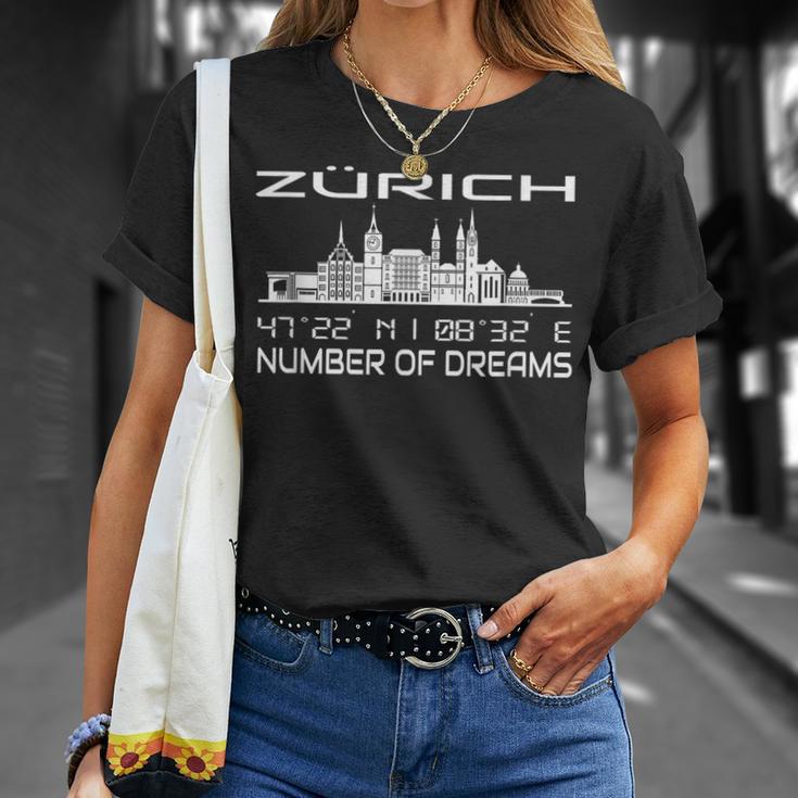 With Gps Coordinates Geography Switzerland Home City Of Zurich T-Shirt Geschenke für Sie