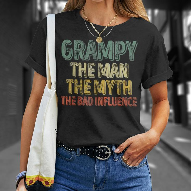 Grampy The Man The Myth The Bad Influence Father's Day T-Shirt Gifts for Her