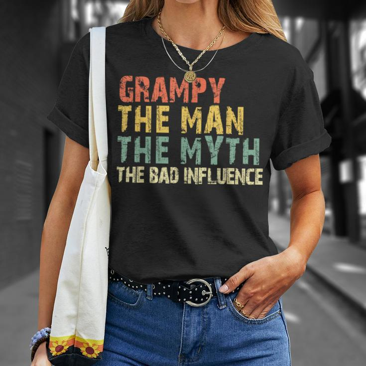 Grampy The Man Myth Bad Influence Vintage T-Shirt Gifts for Her