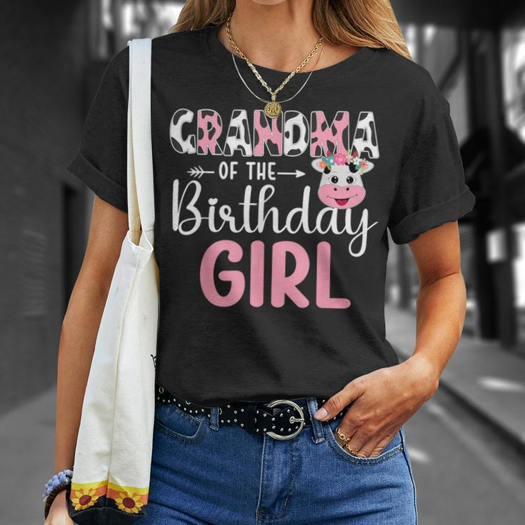 Grandma Of The Birthday Girl Farm Cow Grandma Birthday Girl T-Shirt Gifts for Her