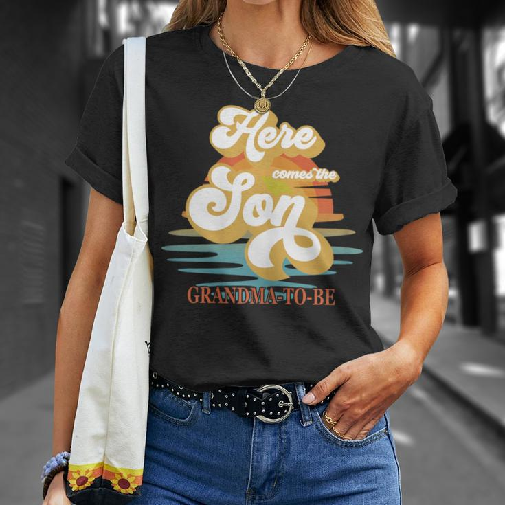 Grandma Here Comes The Son Baby Shower Family Matching T-Shirt Gifts for Her