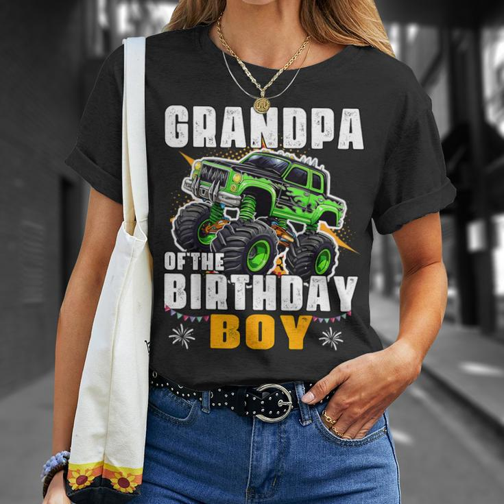Grandpa Of The Birthday Boy Monster Truck Birthday Family T-Shirt Gifts for Her