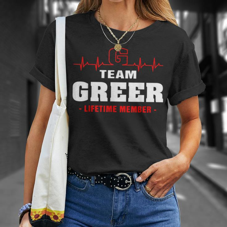 Greer Surname Family Last Name Team Greer Lifetime Member T-Shirt Gifts for Her