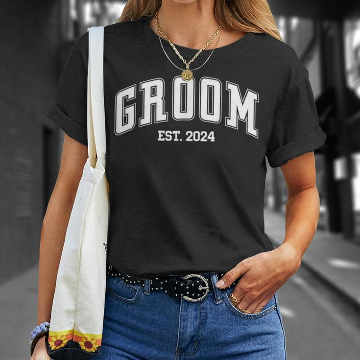 Groom Bride Est 2024 Retro Just Married Couples Wedding T-Shirt Gifts for Her