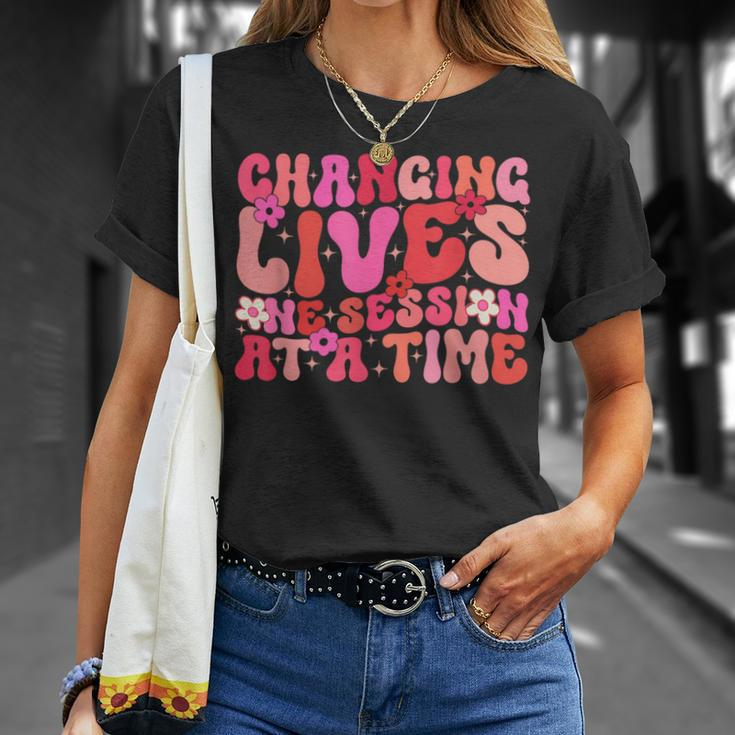 Groovy Changing Lives One Session At A Time Aba Therapist T-Shirt Gifts for Her