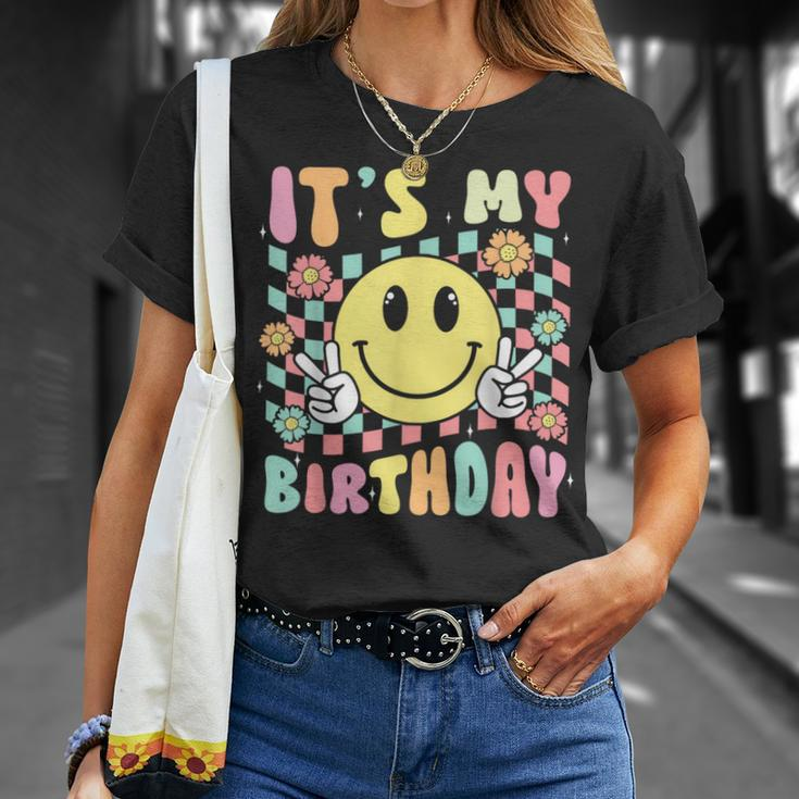Groovy It's My Birthday Retro Smile Face Bday Party Hippie T-Shirt Gifts for Her