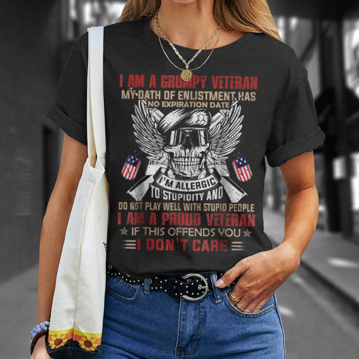 I Am A Grumpy Veteran I Am A Proud Veteran T-Shirt Gifts for Her