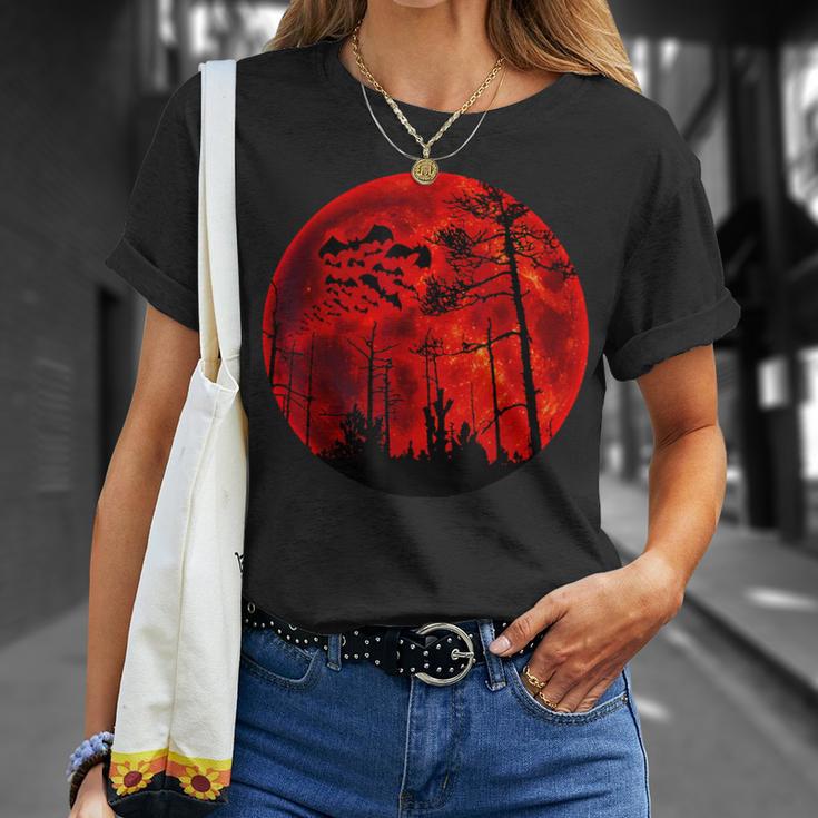 Grunge Bats Flying Gothic Blood Red Moon T-Shirt Gifts for Her