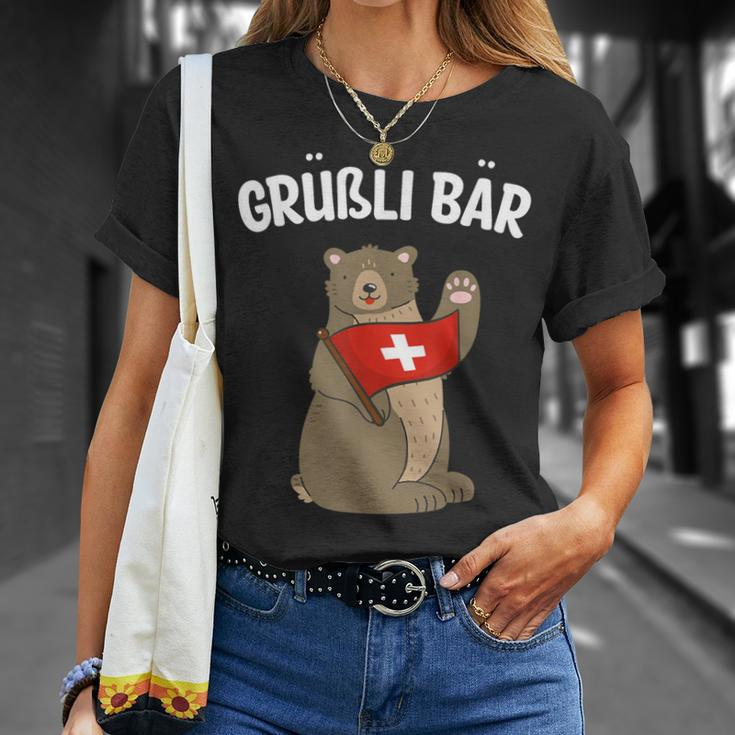 Grüßli Bear Swiss Grüezi Grizzly Bear T-Shirt Geschenke für Sie