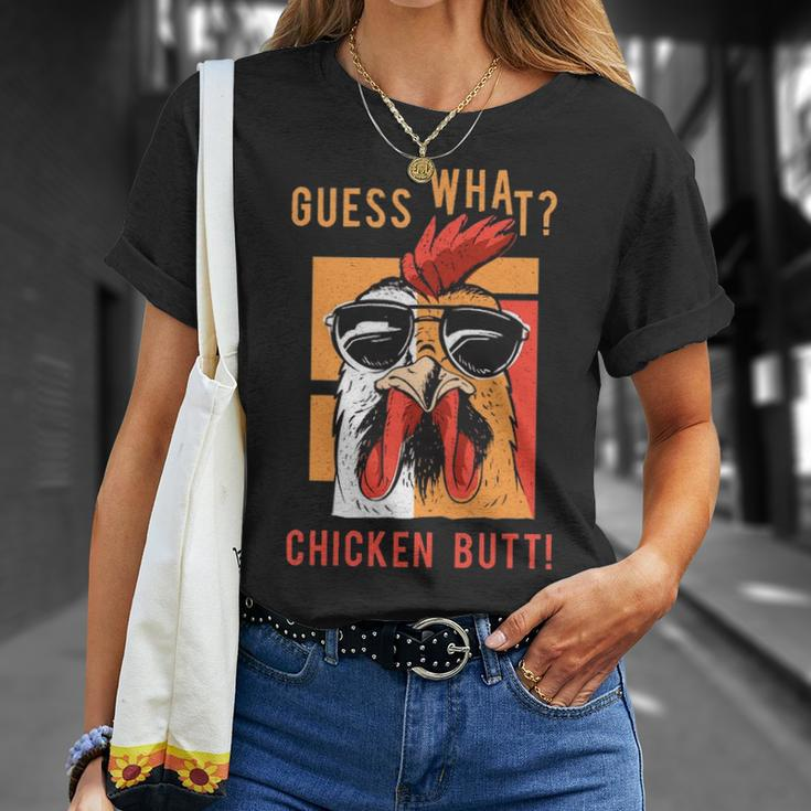 Guess What Chicken Butt Dad Siblings Friends Humor T-Shirt Gifts for Her