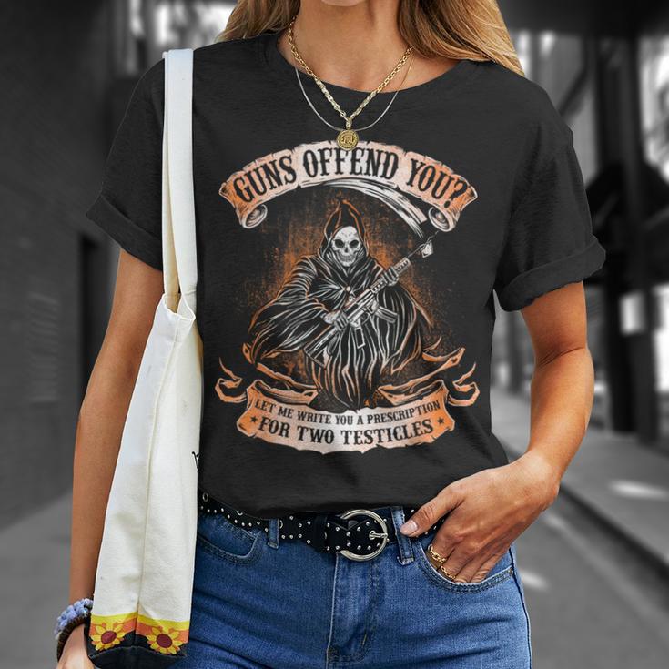 Guns Offend You Grim Reaper 2Nd Amendment Gun Rights T-Shirt Gifts for Her