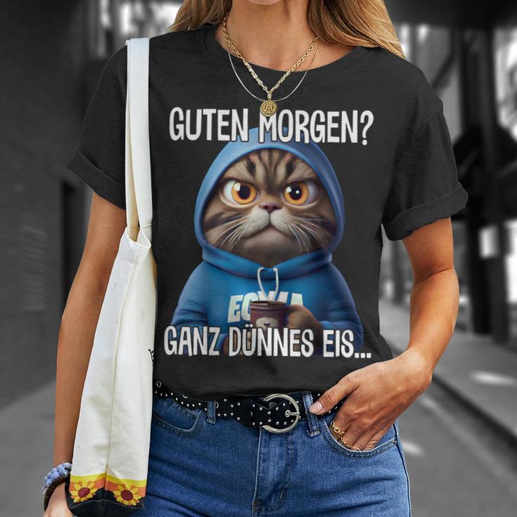 Guten Morgen Ganz Dünnes Eis Kaffee Saying Black T-Shirt Geschenke für Sie