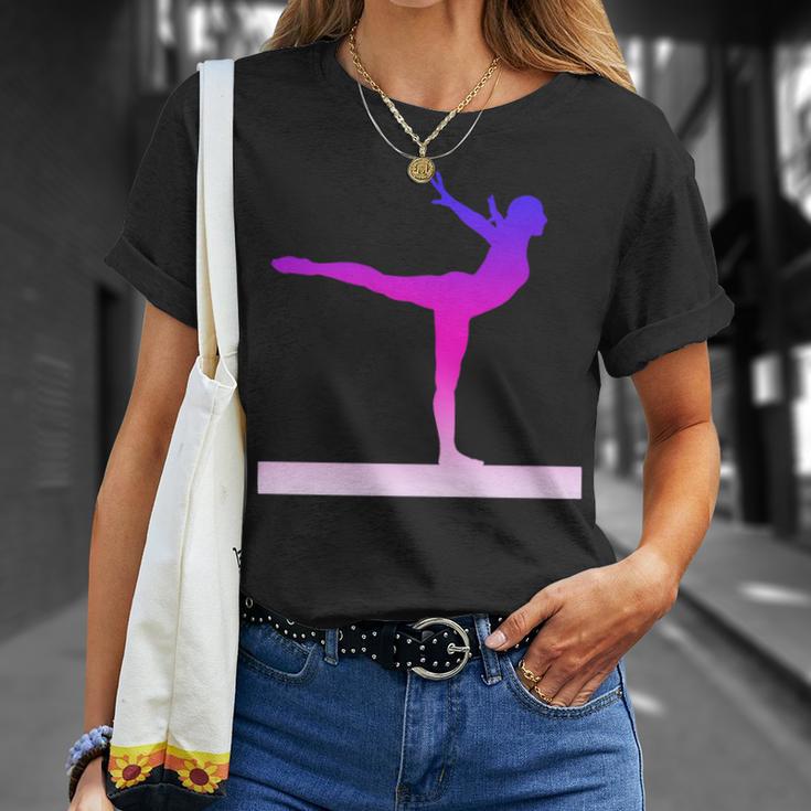 Gymnastics Balance Beam Pink And Purple Watercolor T-Shirt Gifts for Her