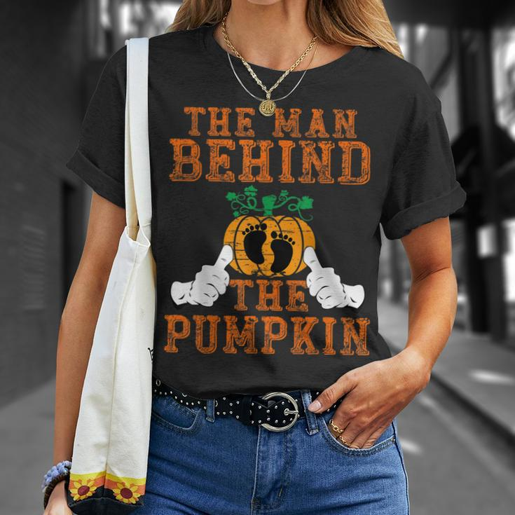 Halloween Pregnancy New Dad To Be The Man Behind The Pumpkin T-Shirt Gifts for Her